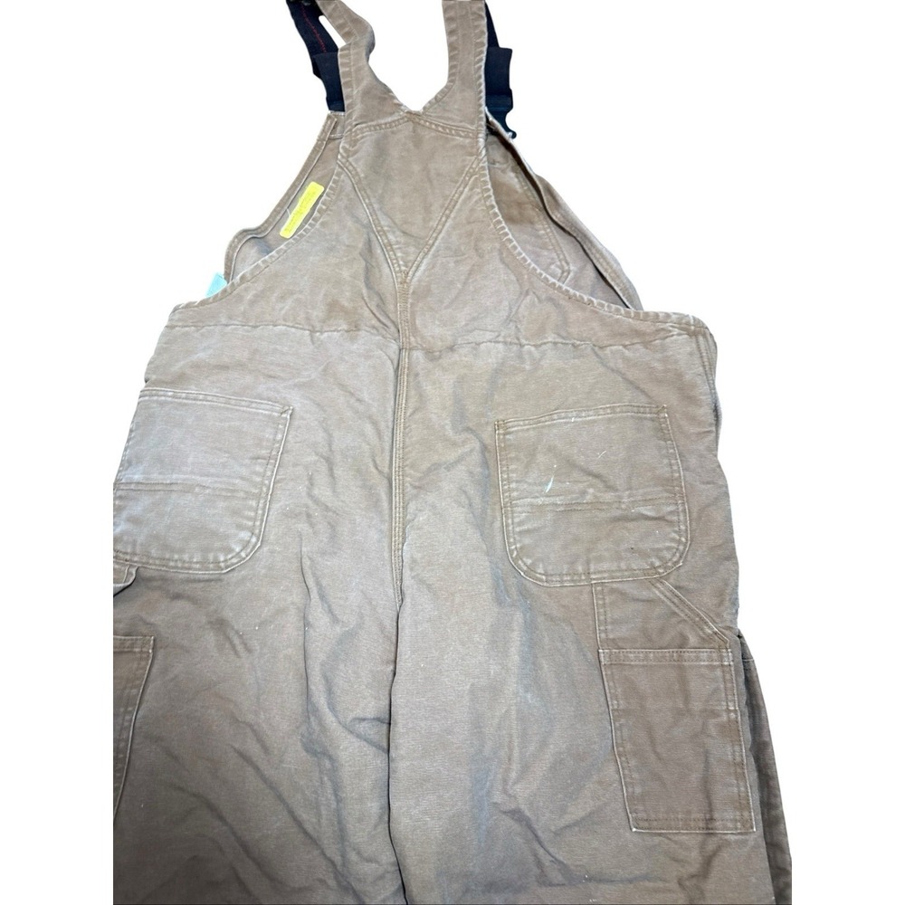 Carhartt Bib Overalls Mens 38x32 Brown Insulated - Picture 8 of 11
